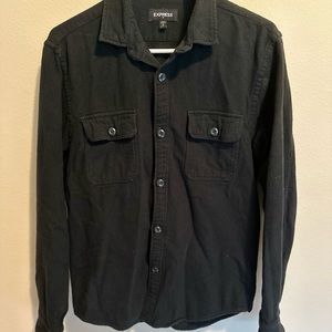Express Shirt Mens Button Up Black Cotton Flannel Normcore